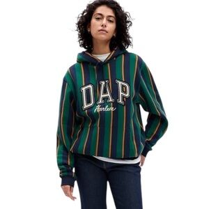 GAP x DAP Harlem Dapper Dan Green Stripe Hoodie Limited Edition Unisex Large
